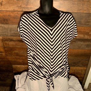 Black and White Striped Blouse